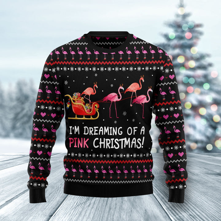 Flamingo I’m dreaming of a Pink Christmas Ugly Christmas Sweater