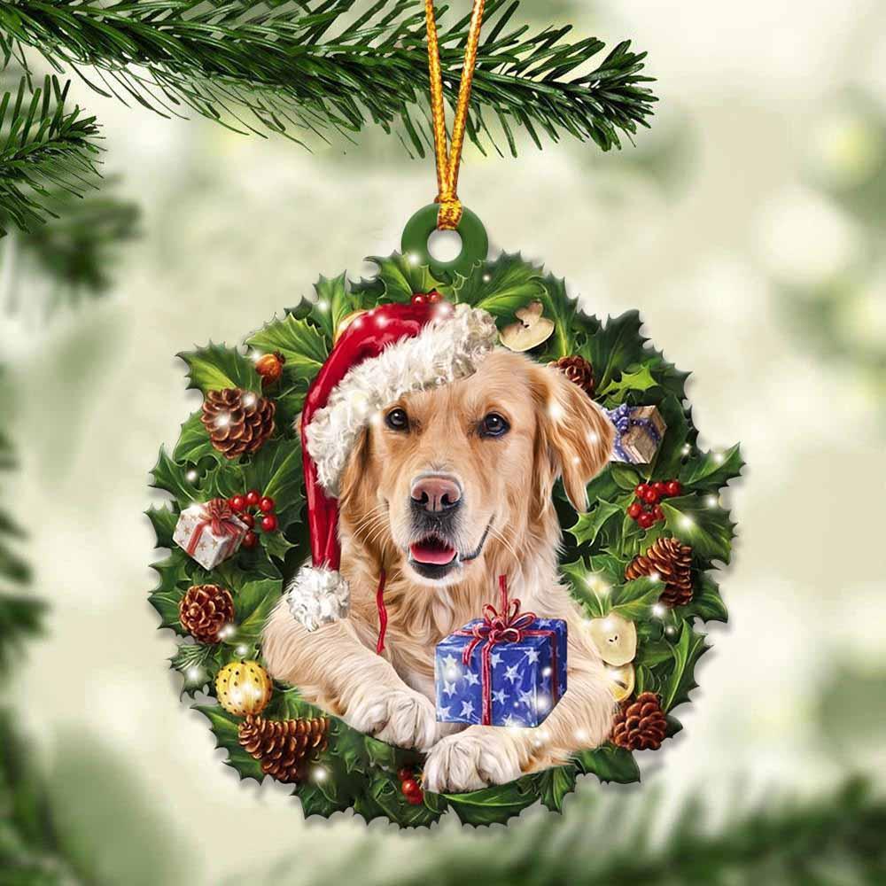 Golden Retriever And Christmas Gift For Her Gift For Him Gift For Golden Retriever Lover Ornament
