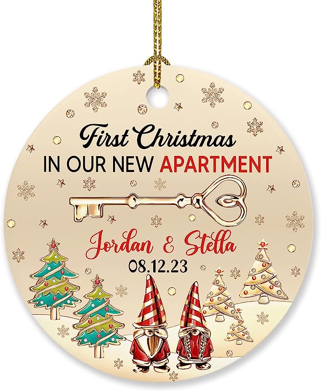 Personalized First Christmas In Our Apartment Ornament, 1St Xmas In Our New Apartment Ornament Gift For Mr Mrs Housewarming Couple Newlywed, Customized Names Couple Ornament Gift For Christmas