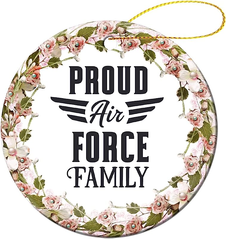Christmas Tree Ornament, Proud Air Force Family, Christmas Hanging Sign, Ceramic Christmas Tree Keepsake, Christmas Decorations For Home Halloween, Christmas Tree Ornament , 2.8 Inch
