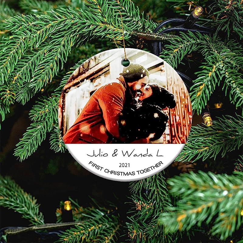 Custom Photo Ornament For Christmas Tree, Christmas Double-Sided Printed Personalized Decoration Wedding Holiday Xmas Family & Friends Gift For Newlyweds, Baby Showering