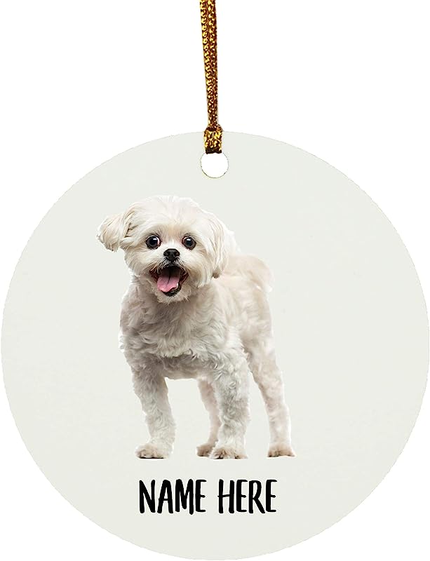 Lovesout Funny Lhasa Apso White Personalized Name Gifts Christmas Tree Ornaments Circle