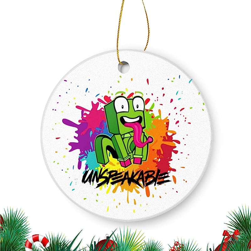 Xmas Funny Christmas Ornament Funny Sticking Out Tongue Cartoon Character 3" Flat Circle Ceramic Ornament Christmas Tree Ornaments Xmas Keepsake Gifts