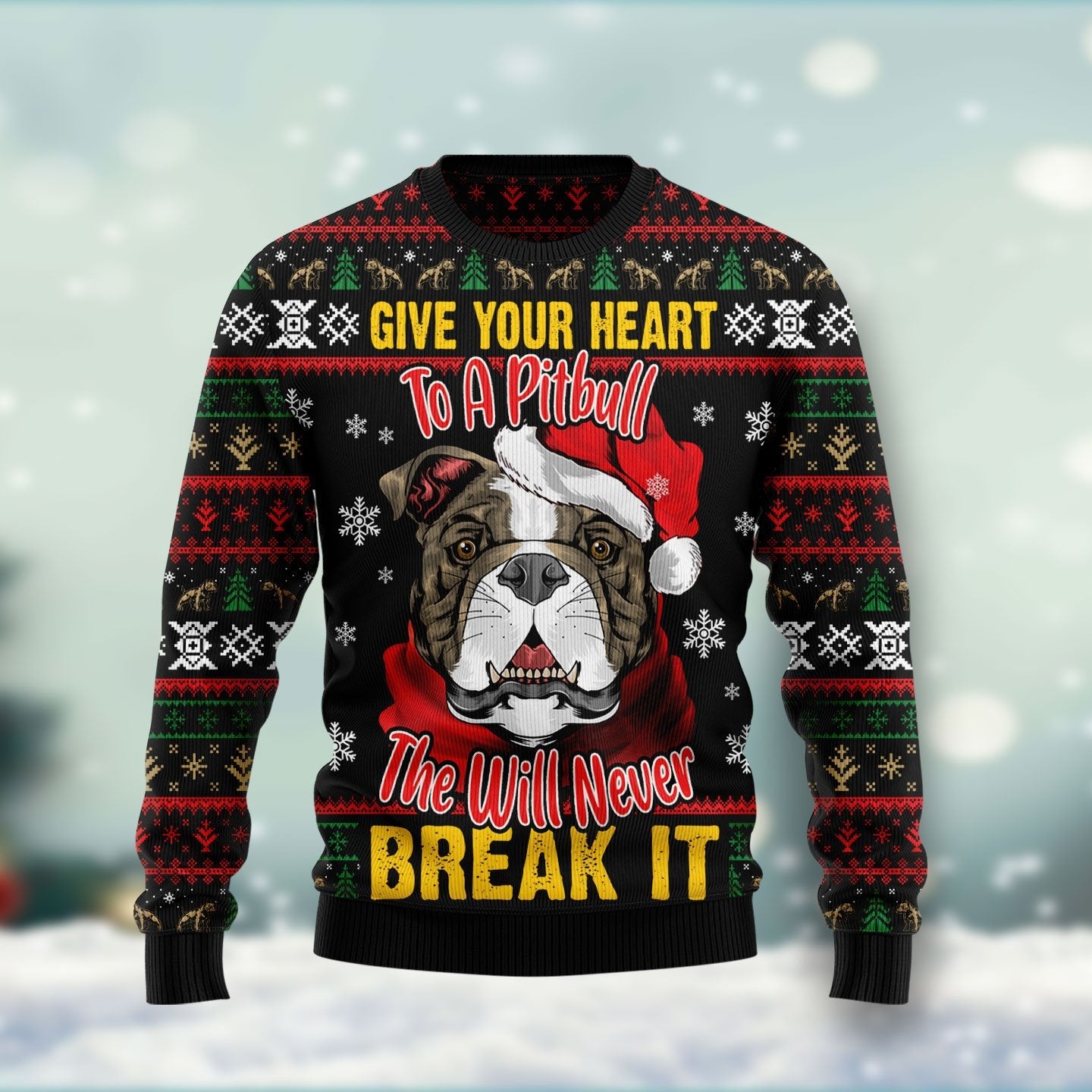 Give Your Heart Pitbull Dog Ugly Christmas Sweater