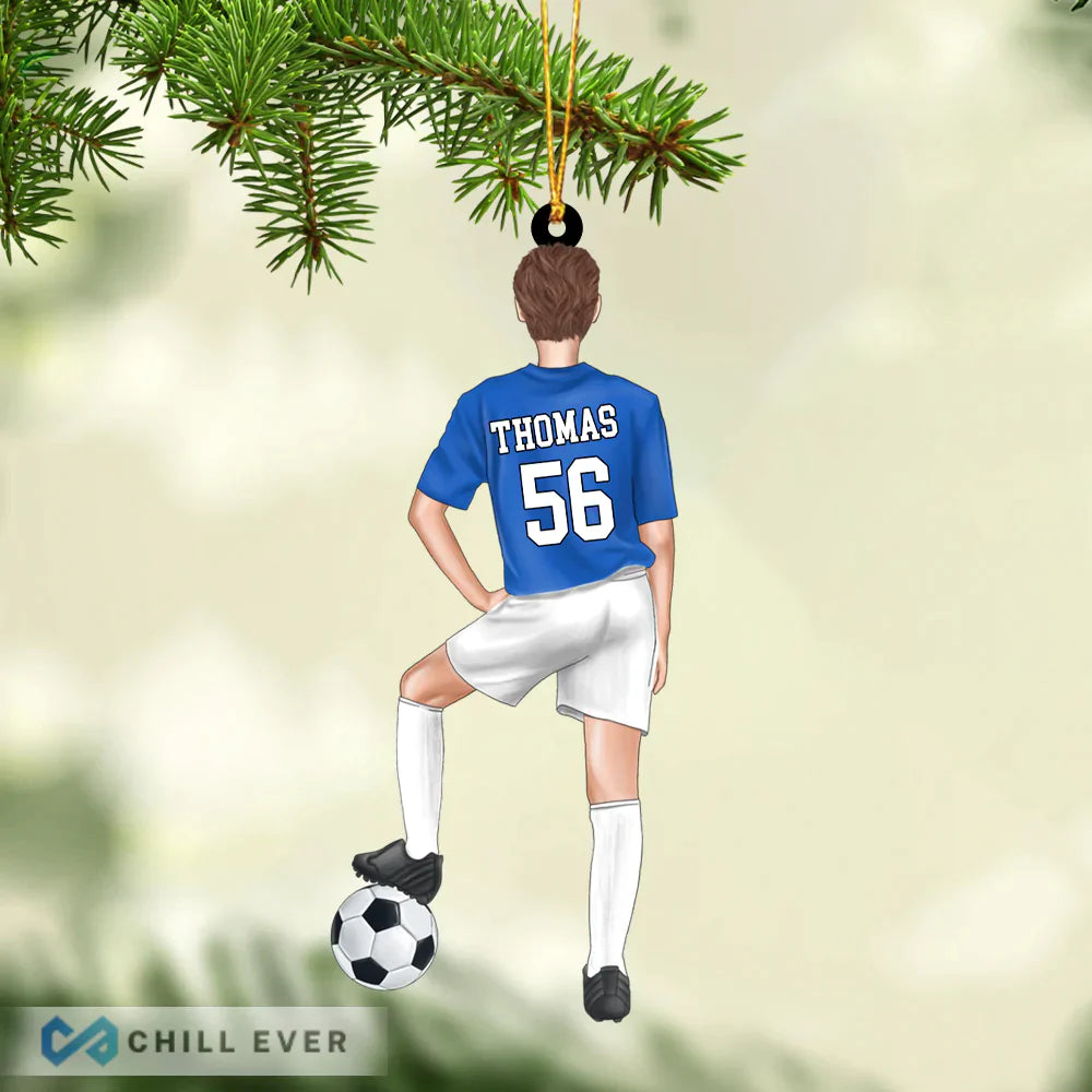 Personalized Soccer Player Christmas Ornament - Custom Shape Ornament