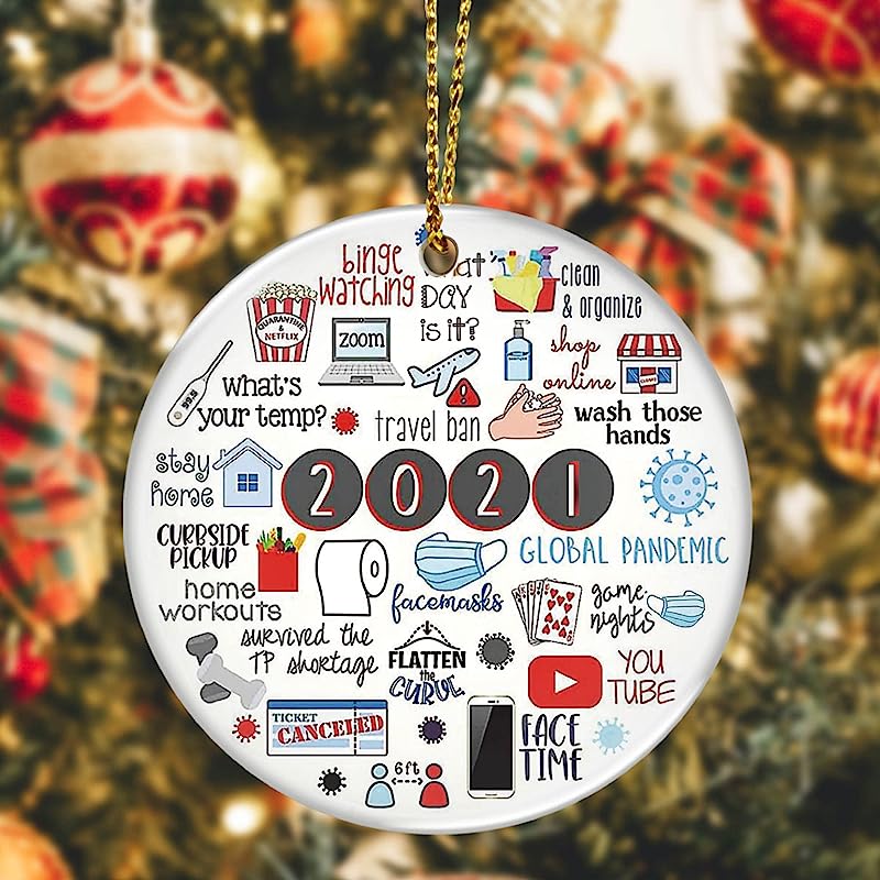 Jsjoy A Year To Remember Ornaments Year Of Quarantine Ornament, Two-Side Printed Remembering Christmas Decorations Tree, Surviving Ornaments Gifts For Home Decor