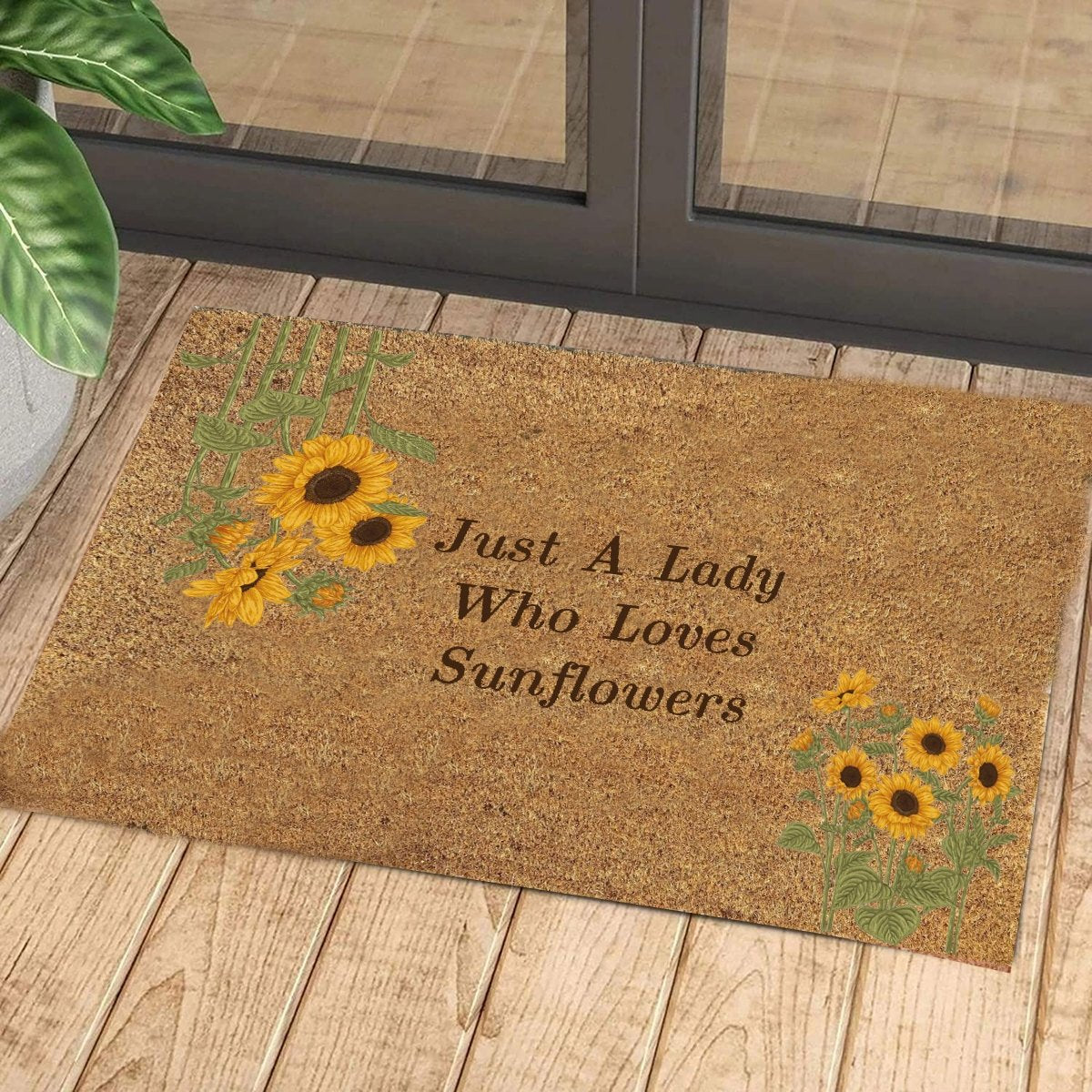 Just A Lady Who Loves Sunflowers Doormat | Colorful | Size 8x27'' 24x36''