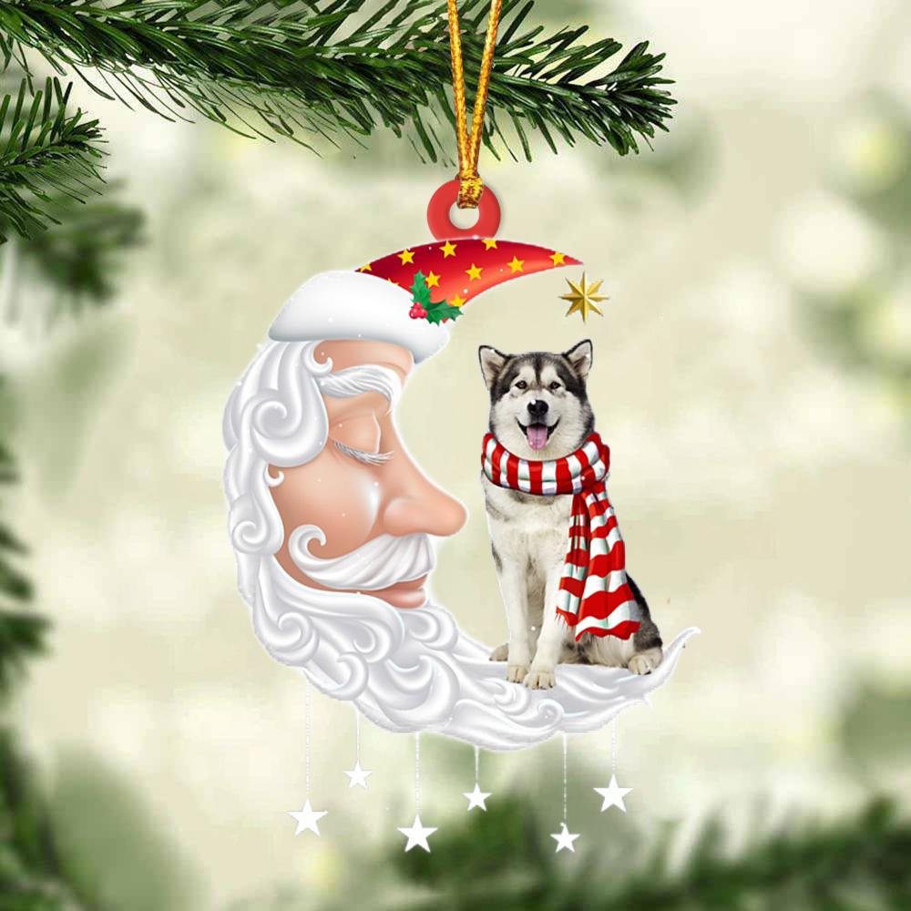Alaskan Malamute With Santa Christmas Ornament Dog Christmas Ornament