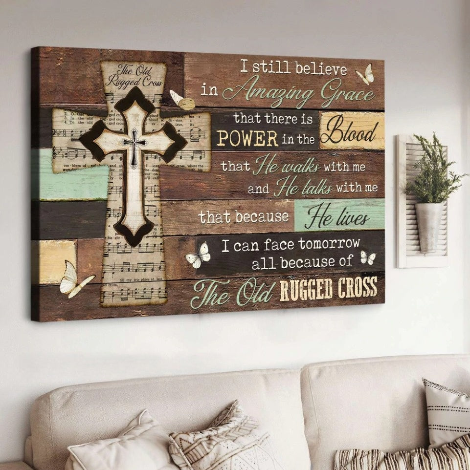 Amazing grace, Music sheet, Wall planks, The old rugged cross - Matte Canvas