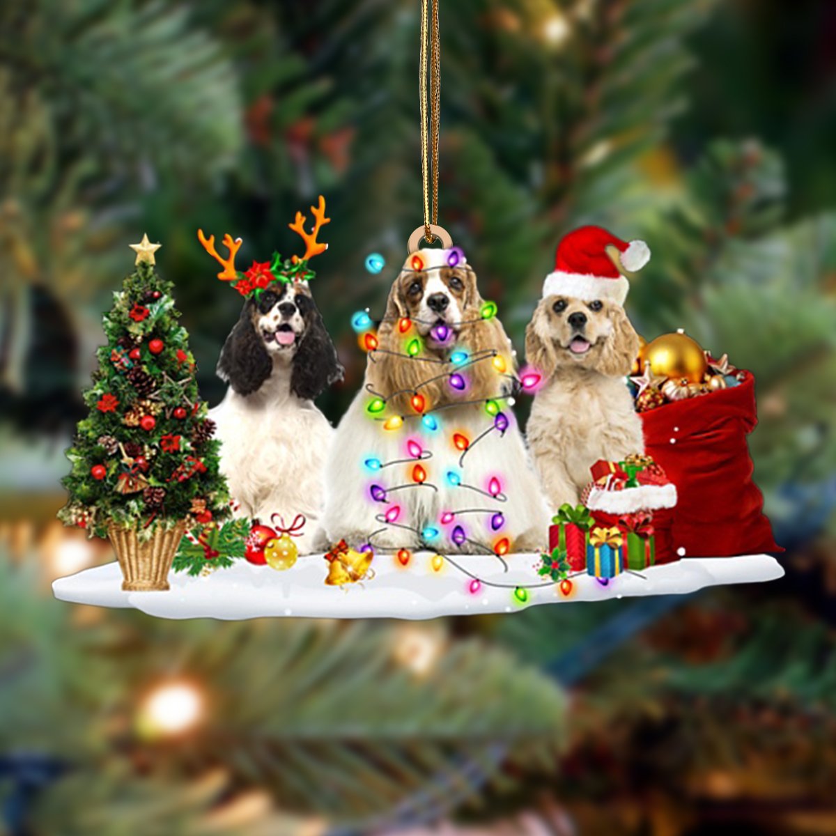 Godmerch- Ornament- American Cocker Spaniel-Christmas Dog Friends Hanging Ornament, Christmas Ornament, Car Ornament
