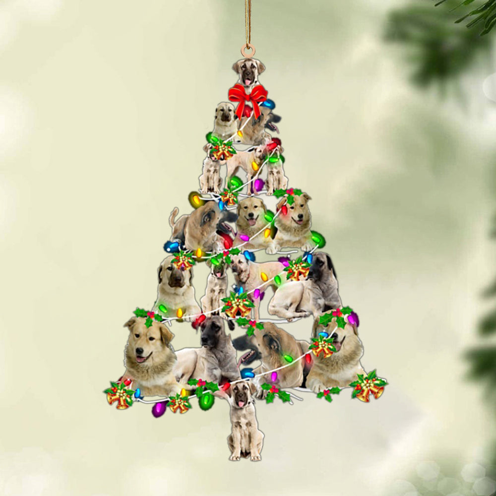 Ornament- Anatolian Shepherd-Christmas Tree Lights-Two Sided Ornament, Happy Christmas Ornament, Car Ornament