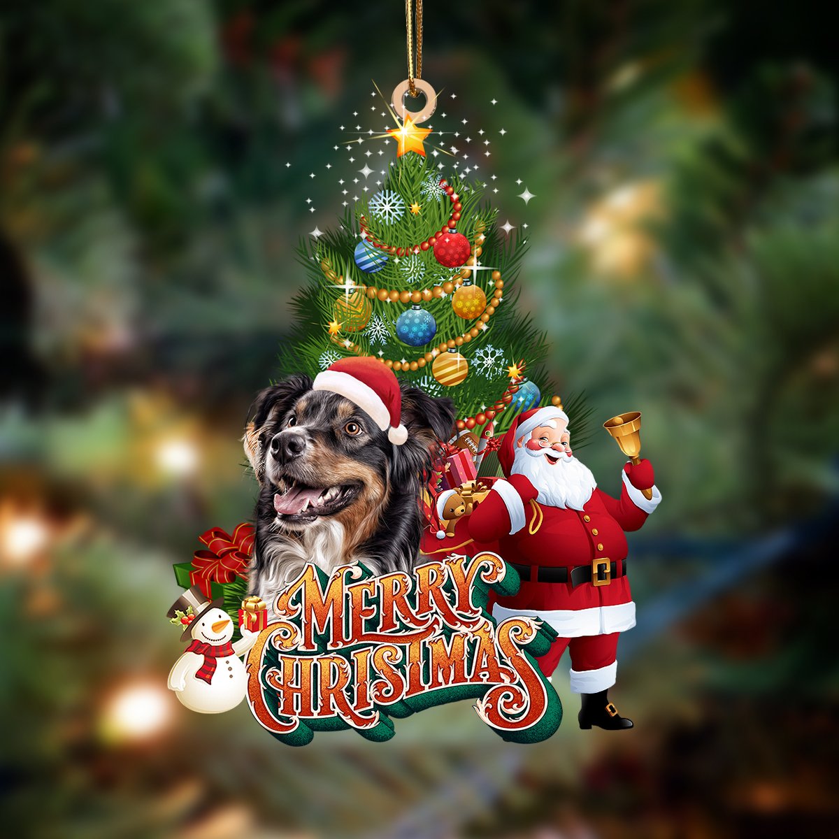 Ornament- Australian Shepherd-Christmas Tree&Dog Hanging Ornament, Happy Christmas Ornament, Car Ornament
