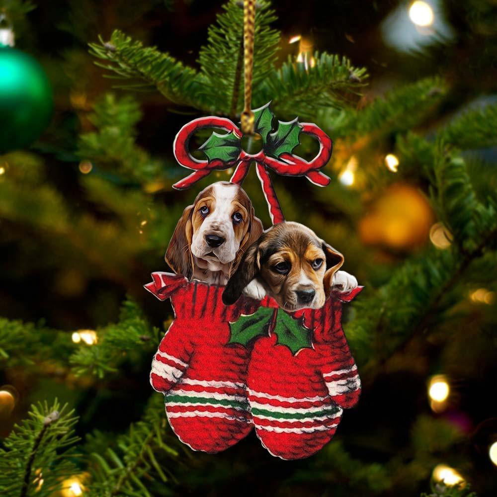 Basset Hound Inside Your Gloves Christmas Holiday-Two Sided Ornament Christmas 2022 Ornament Gift