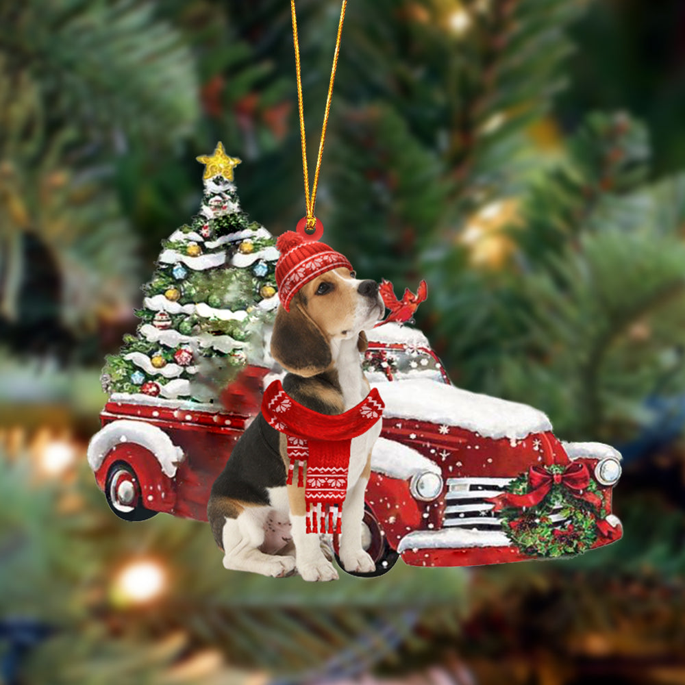 Godmerch- Ornament- Beagle-Christmas Car Two Sided Ornament, Happy Christmas Ornament, Car Ornament