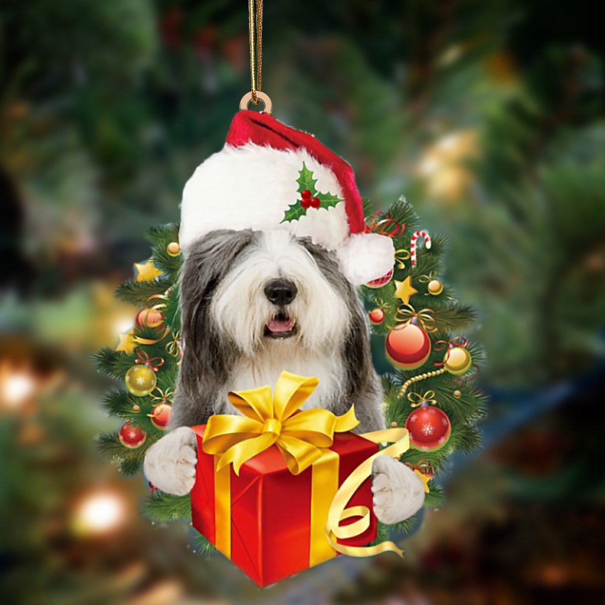 Bearded Collie-Dogs Give Gifts Hanging Ornament