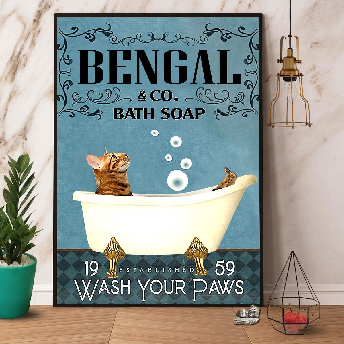 Bengal & Co Bath Soap Wash Your Paws Canvas And Poster, Wall Decor Visual Art
