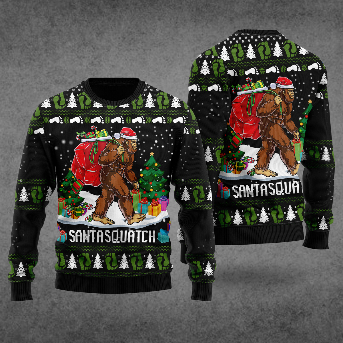 Bigfoot Santasquatch Ugly Christmas Sweater