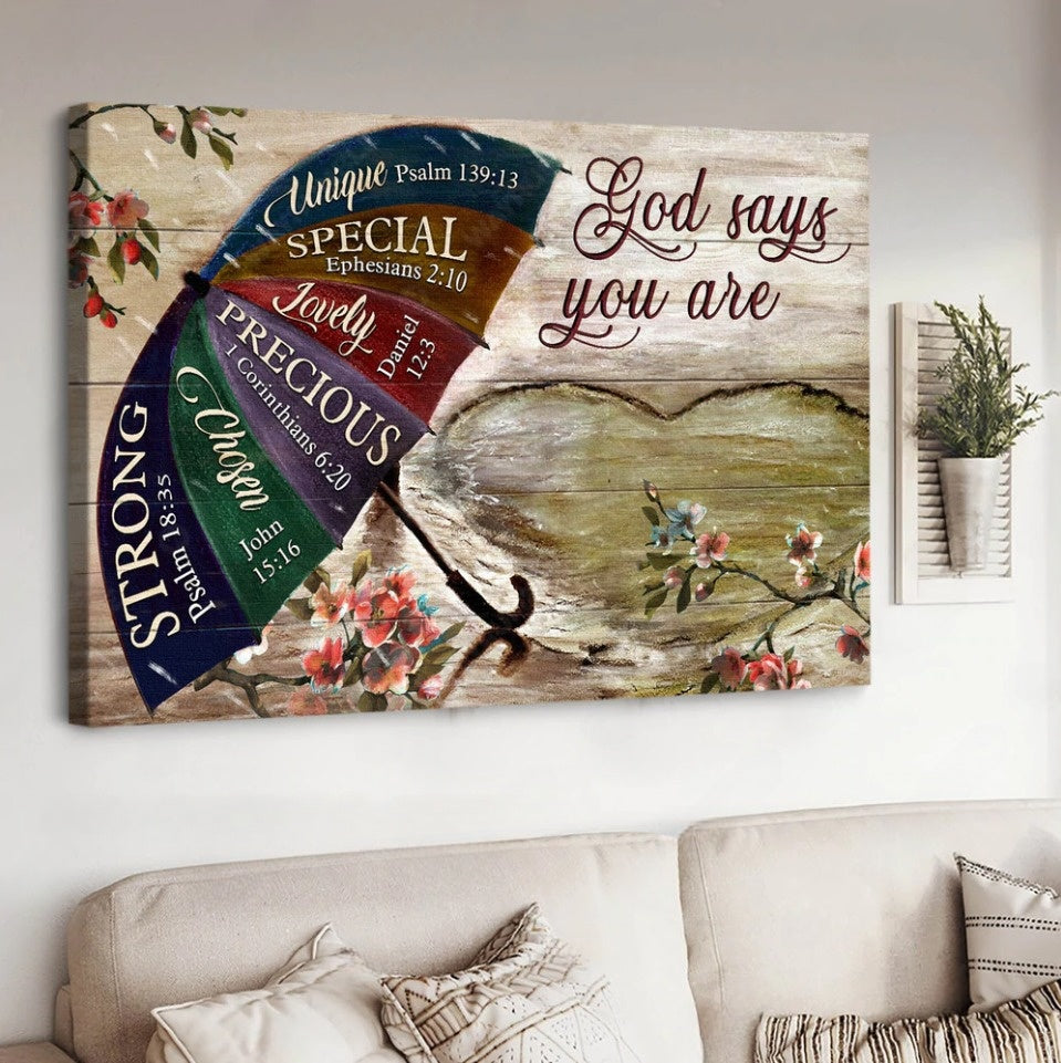 Umbrella, Rainy day, God says you are - Matte Canvas