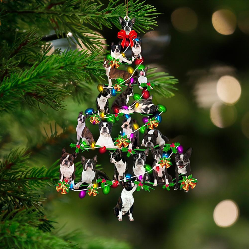 Boston Terrier-Christmas Tree Lights-Two Sided Ornament