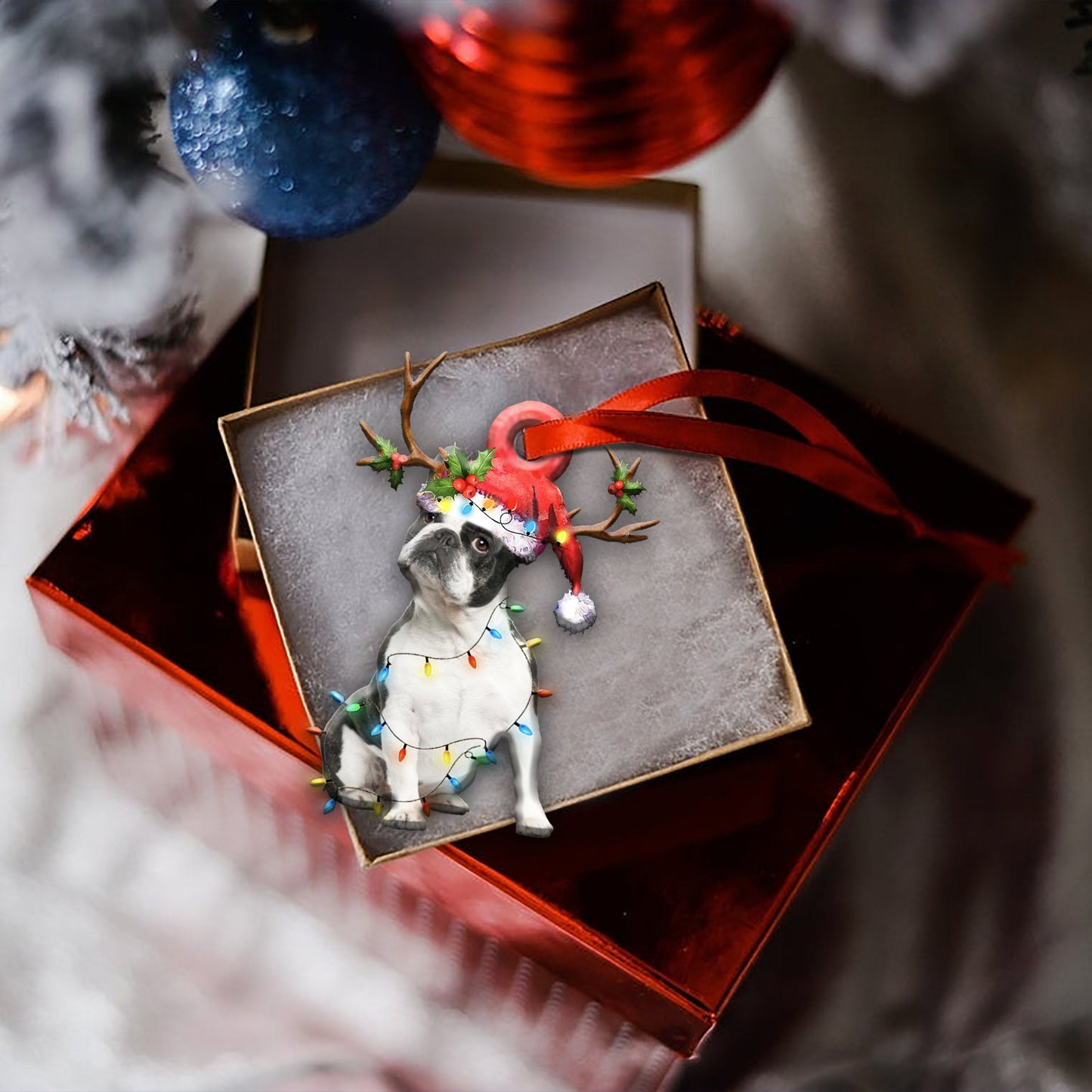 Boston Terriers Christmas Shape Ornament