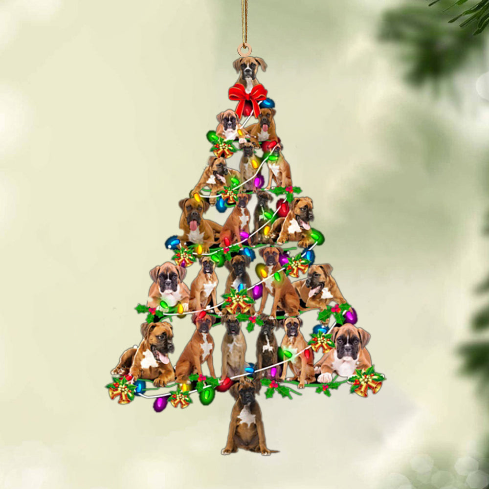 Godmerch- Ornament- Boxer-Christmas Tree Lights-Two Sided Ornament, Happy Christmas Ornament, Car Ornament