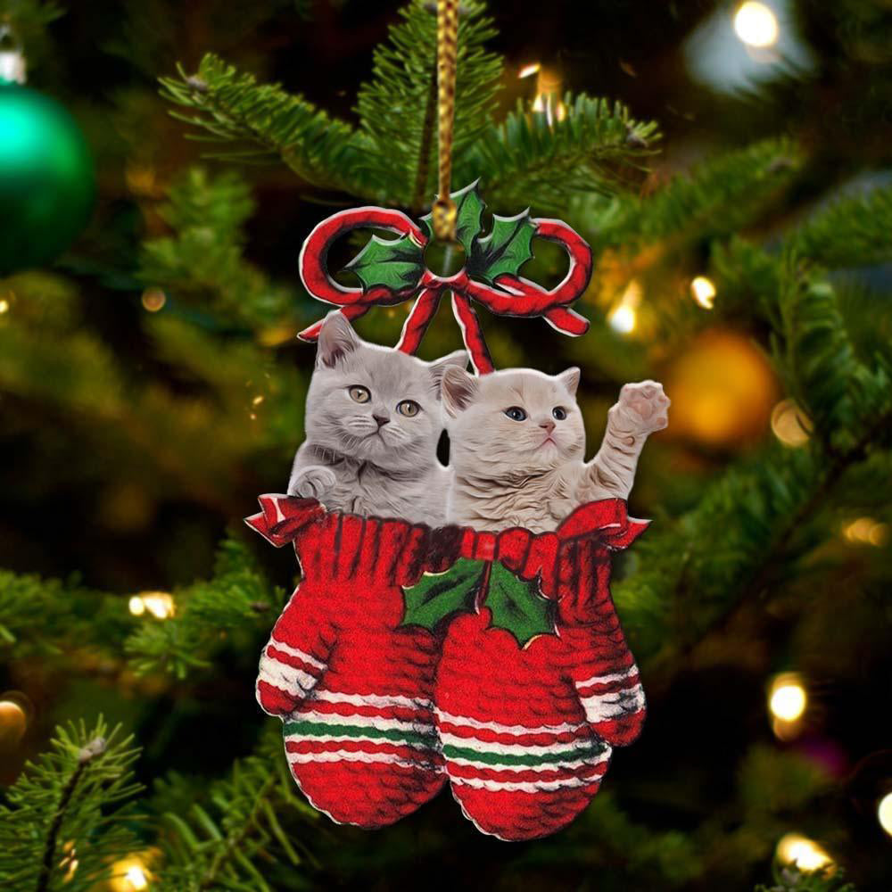 British Shorthair Inside Your Gloves Christmas Holiday-Two Sided Ornament, Christmas Ornament, Car Ornament