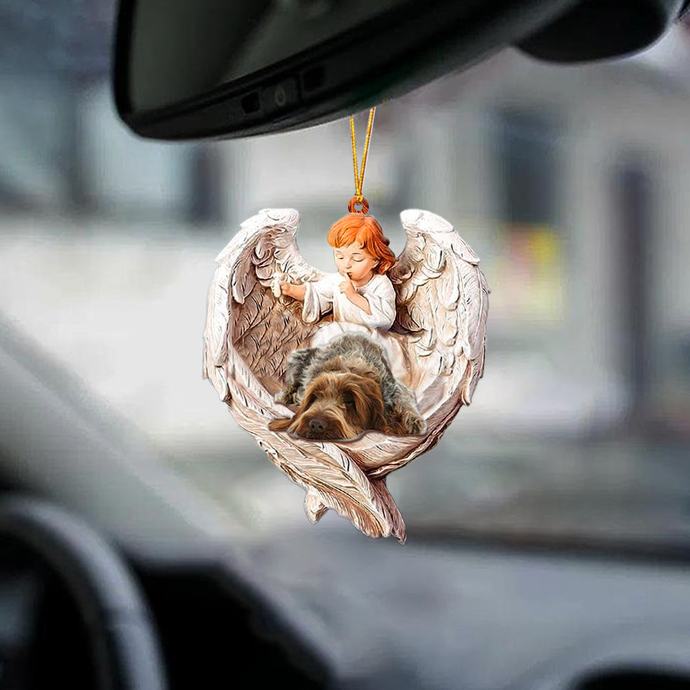Dog Ornament For Car Sleeping Brownroan Protected By Angel