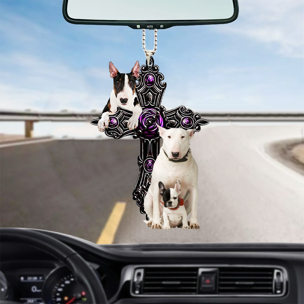 Bull Terrier Pray For God Car Hanging Ornament Dog Pray For God Ornament Godmerch
