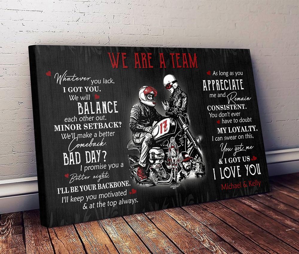 Personalized Canvas, We Are A Team Canvas Wall Art - Anniversary gift for bike lovers, motorcycle lovers, biker couples