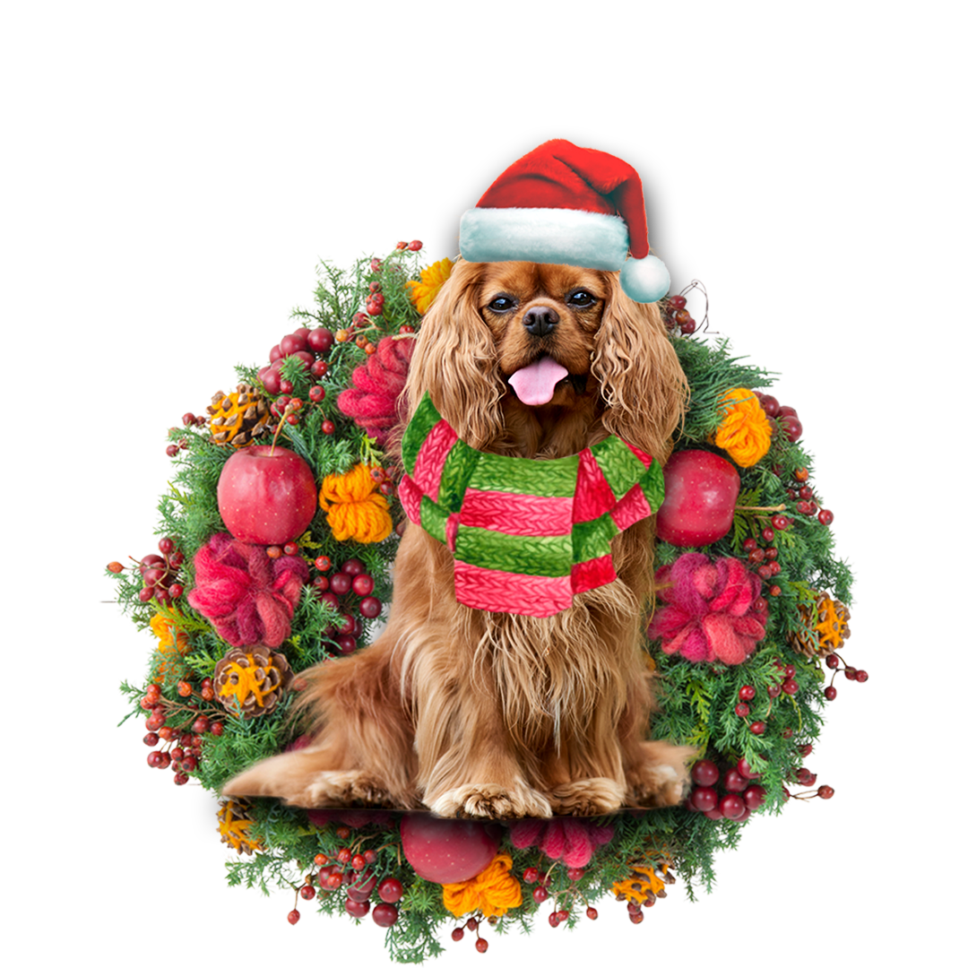 Godmerch- Ornament- Cavalier King Charles Spaniel Christmas Ornament, Happy Christmas Ornament, Car Ornament