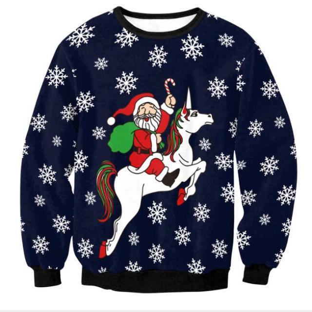 Horse And Santa Claus Christmas Ugly Christmas Sweater