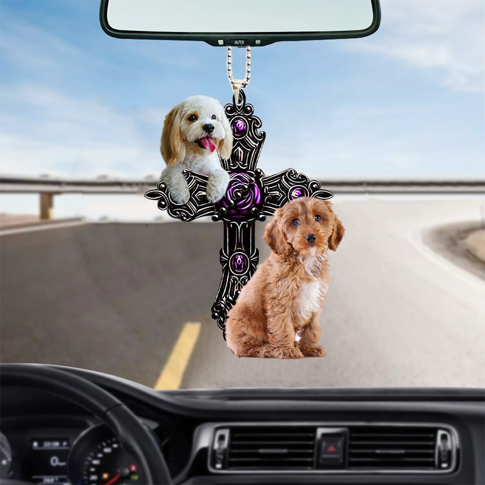 Cockapoo Pray For God Car Hanging Ornament Dog Pray For God Ornament Godmerch