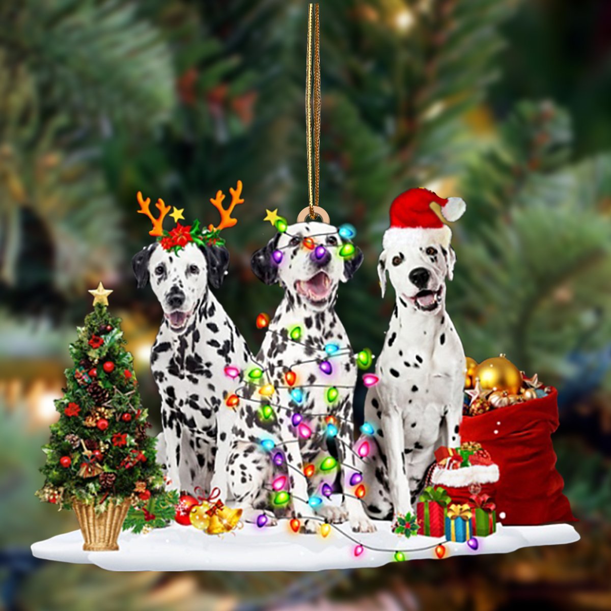 Godmerch- Ornament- Dalmatian-Christmas Dog Friends Hanging Ornament, Happy Christmas Ornament, Car Ornament