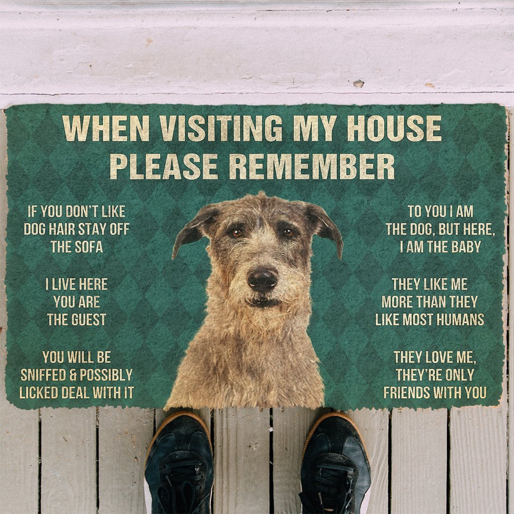 3D Please Remember Irish Wolfhound Dogs House Rules Doormat