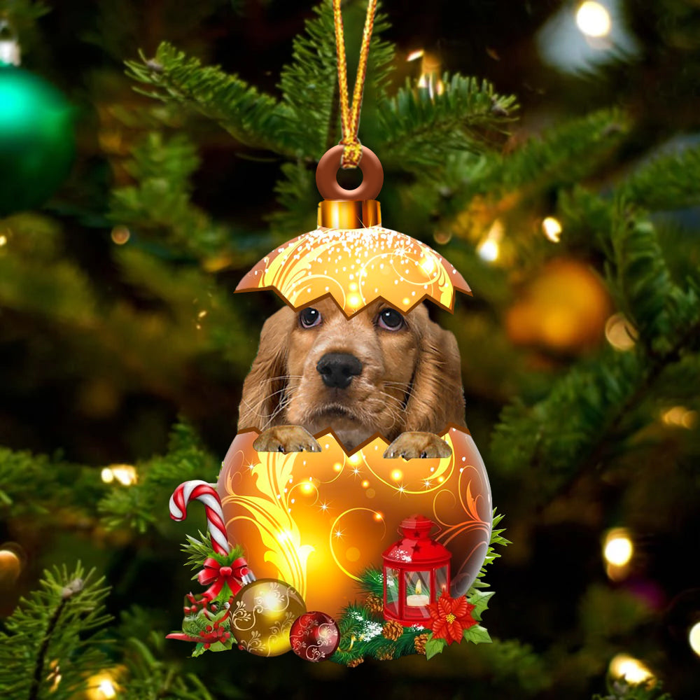 English Cocker Spaniel2 In Golden Egg Christmas Ornament
