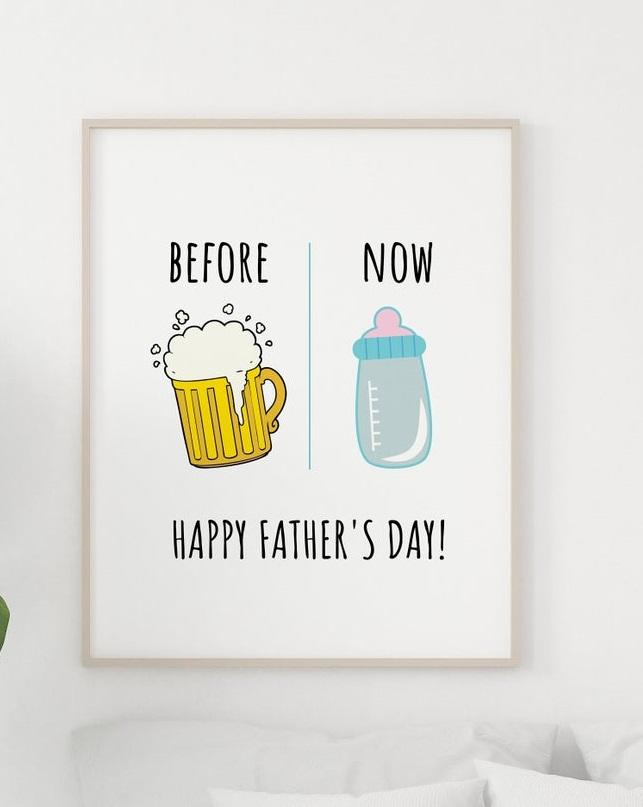 Funny New Dad Fathers Day Gift From Baby Gift Canvas And Poster, Wall Decor Visual Art, Gift Father's Day
