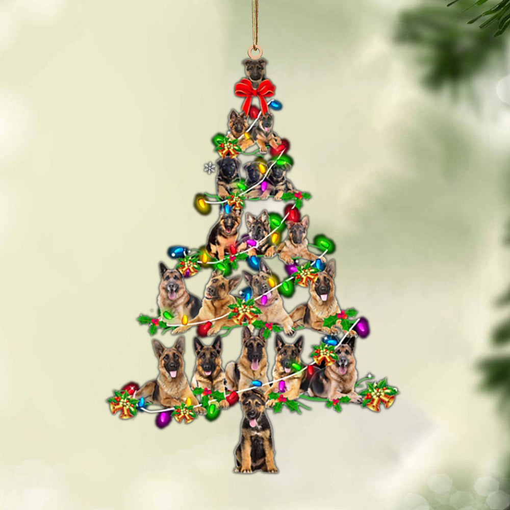 Ornament- German Shepherd-Christmas Tree Lights-Two Sided Ornament, Happy Christmas Ornament, Car Ornament