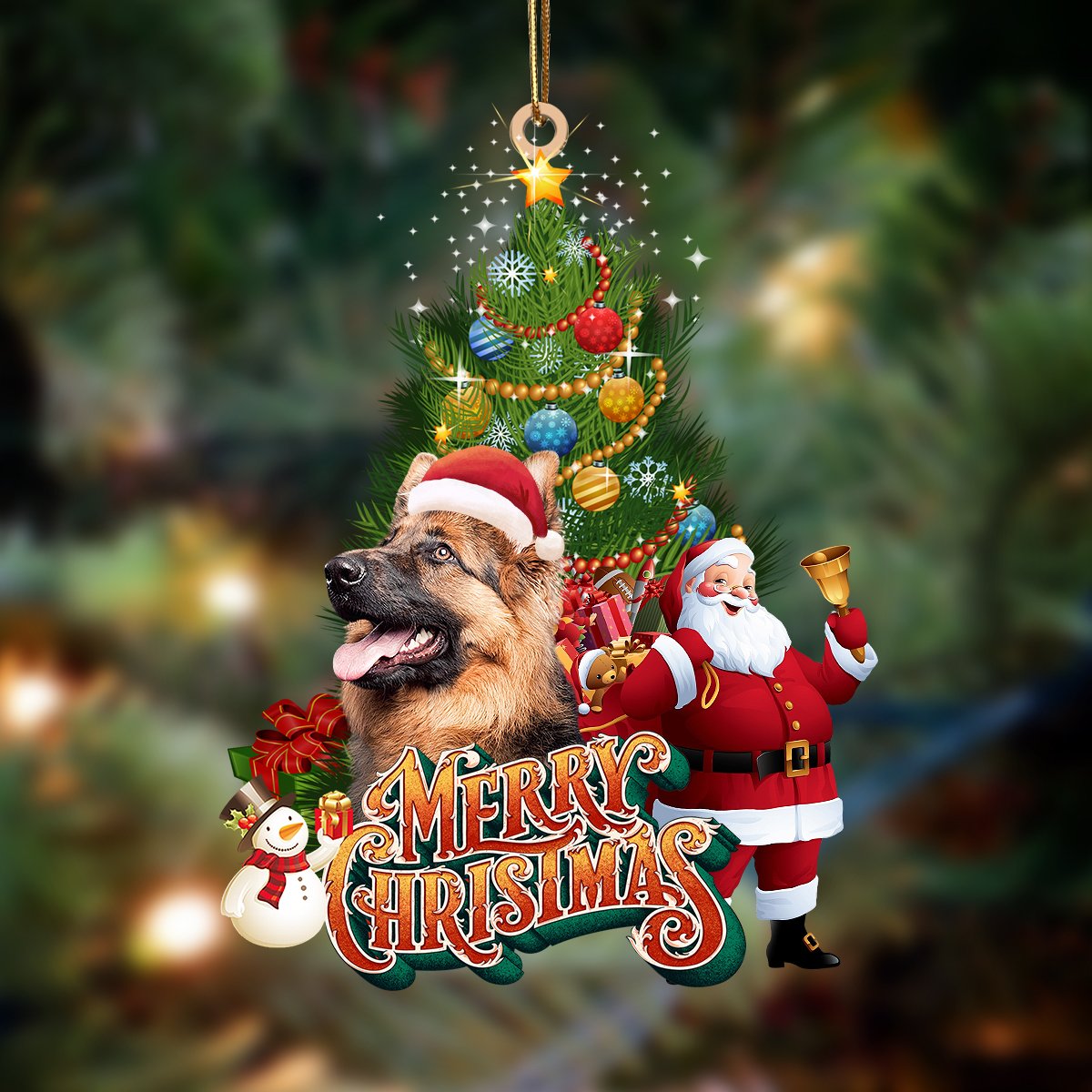 German Shepherd 2-Christmas Tree&Dog Hanging Ornament