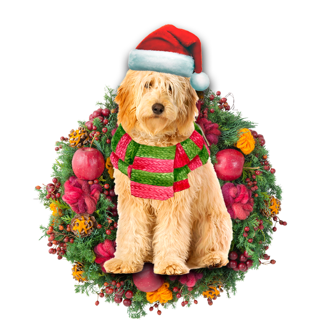 Godmerch- Ornament- Golden Doodle Christmas Ornament, Happy Christmas Ornament, Car Ornament