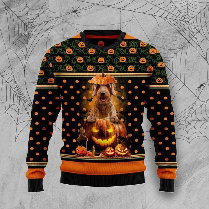 Goldendoodle Dog Pumpkin Halloween Ugly Christmas Sweater