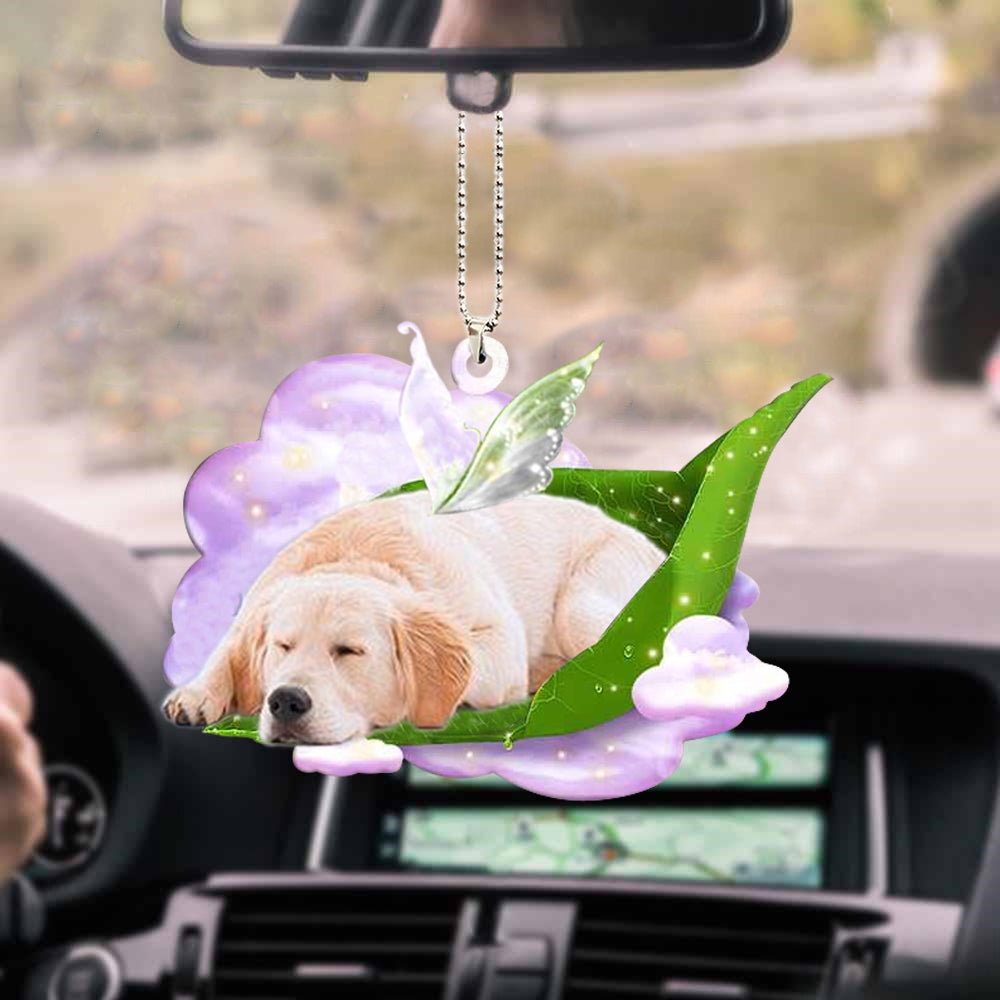 Golden Retriever-Sleep On Fallen Leaves-Two Sided Ornament