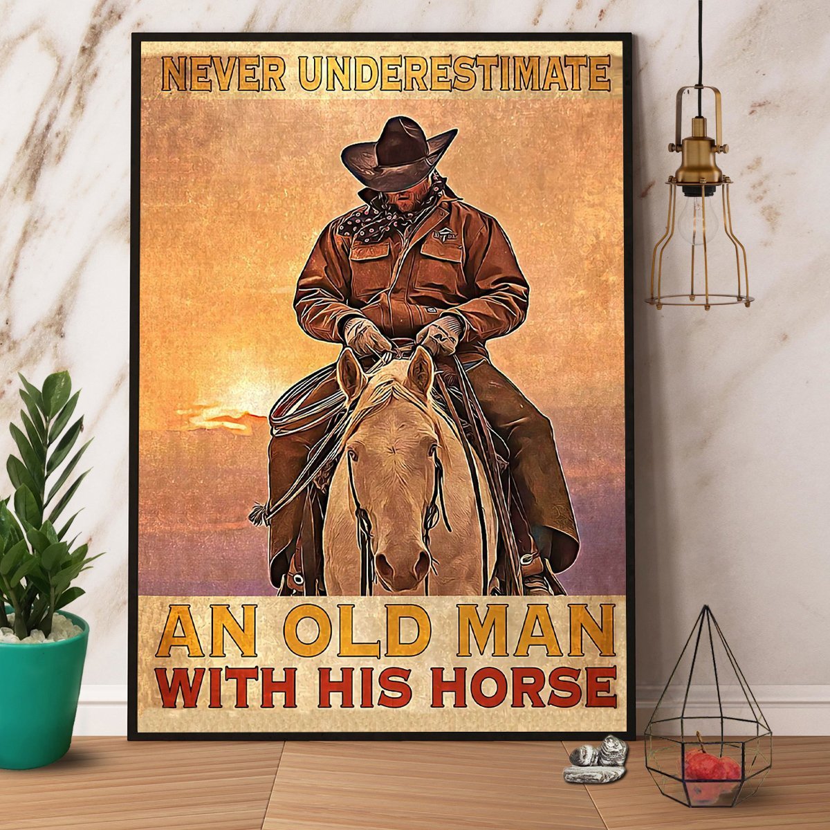 Horse Riding Never Underestimate An Old Man With His Horse Canvas And Poster, Wall Decor Visual Art