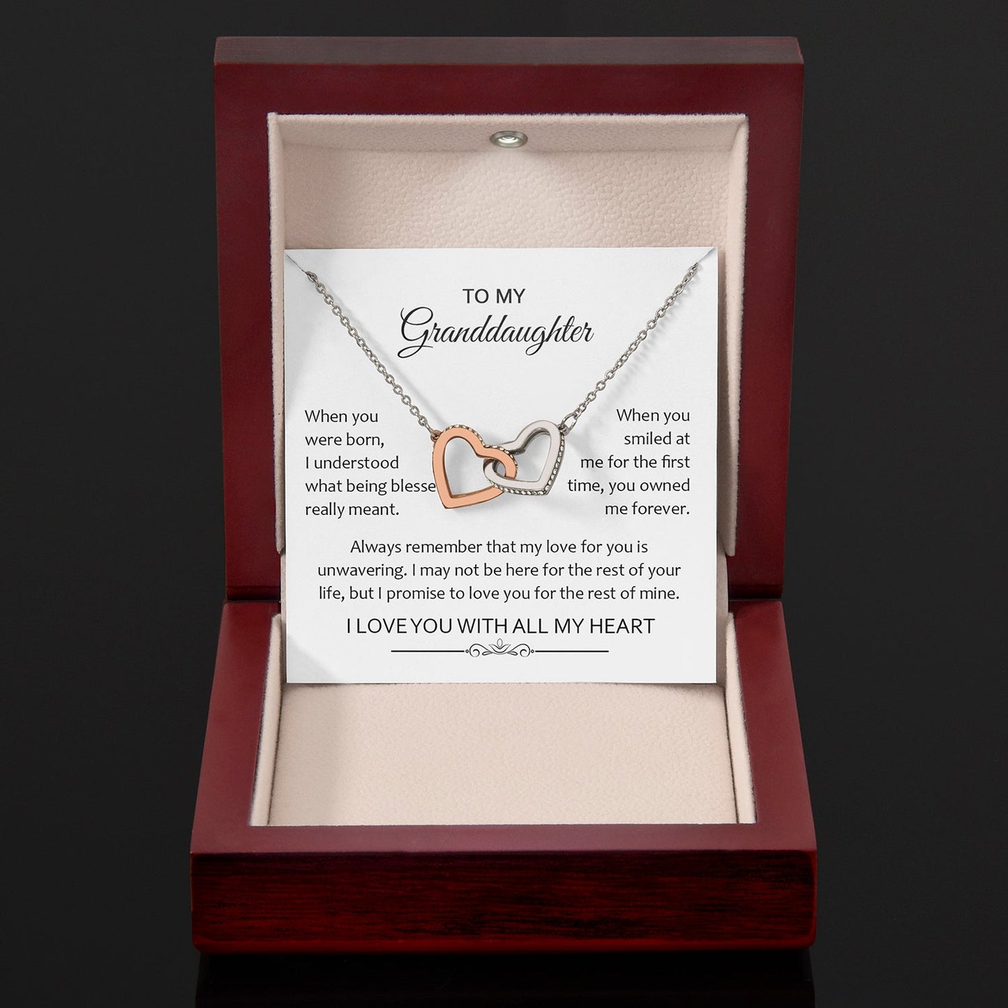 Granddaughter When You Were Born | Gift For Your Granddaughter | Interlocking Hearts necklace