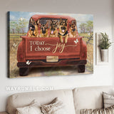 Cute German Shepherd, Red ladybug car, Farm drawing, Today I choose joy - Jesus Landscape Canvas Prints, Home Decor Wall Art