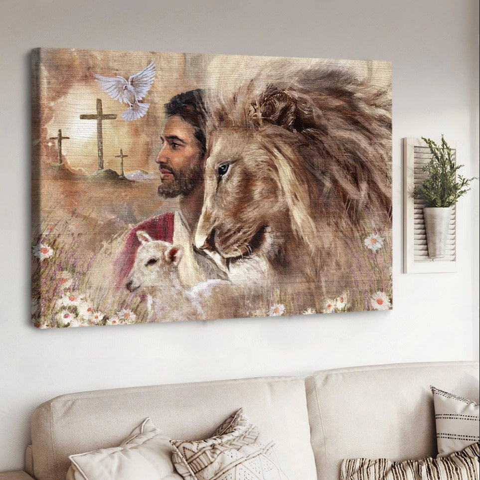 King of Kings Jesus Dove Cross - Matte Canvas