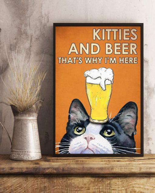 Kitties And Beer That’s Why I’m Here Vertical Canvas And Poster, Wall Decor Visual Art
