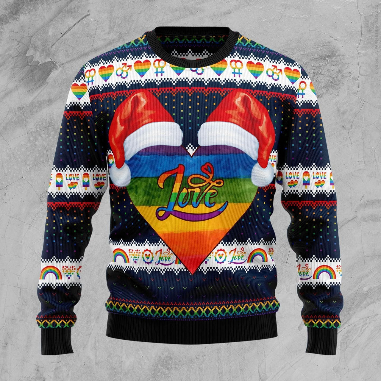 LGBT Heart Ugly Christmas Yall Ugly Christmas Sweater