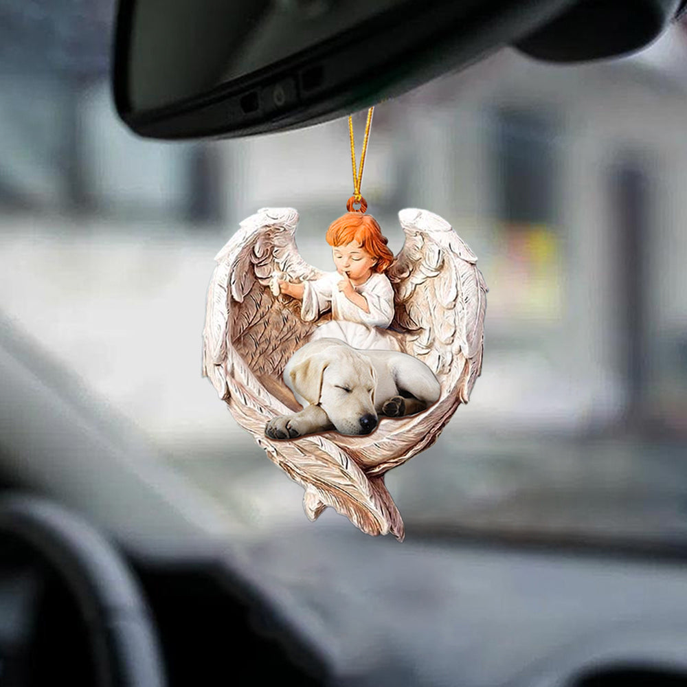 Sleeping Labrador Retriever Protected By Angel Car Hanging Ornament Angel With Dog Ornament