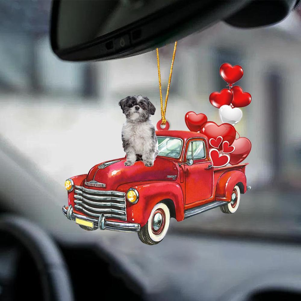 Lhasa Apso-Red Sports Car-Two Sided Ornament