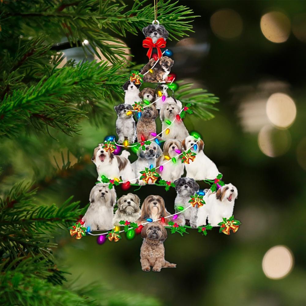 Lhasa Apso-Christmas Tree Lights-Two Sided Ornament